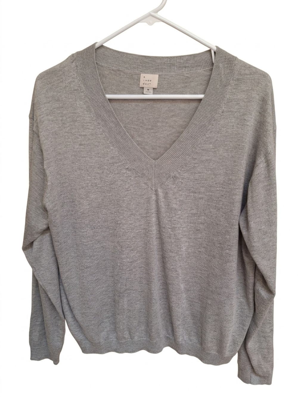 a new day Light Gray V-Neck Pullover Sweater
